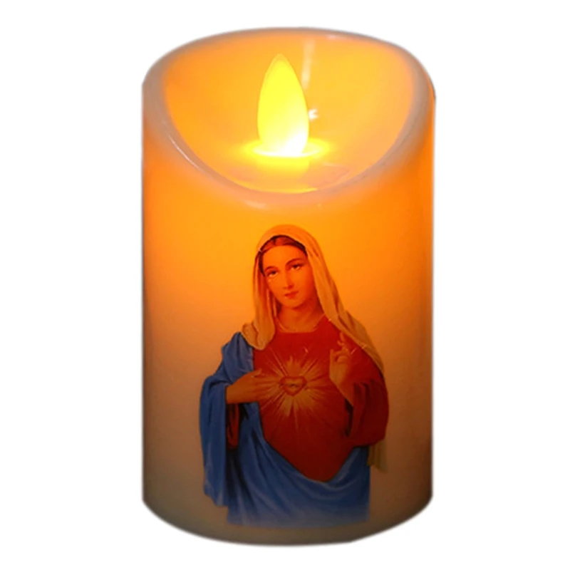 The Saints Collection Cœur De Jésus Christ Bougie LED Sans Flamme Avec Minuterie De 6 Heures Pour Le Temps De Prière Et De Dévotion En Destockage Et Reconditionné Chez
