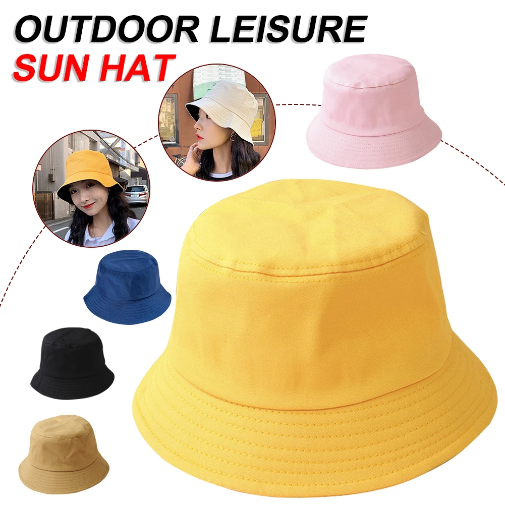 

Unisex Cotton Bucket Hats Women Summer Sunscreen Panama Hat Men Pure Color Sunbonnet Fedoras Outdoor Fisherman Hat Beach Cap New