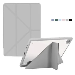 Clear Shockproof Stand Leather Tablet Case Cover - Hard Transparent Design for Tab S7 S8 11inch (GRAY)