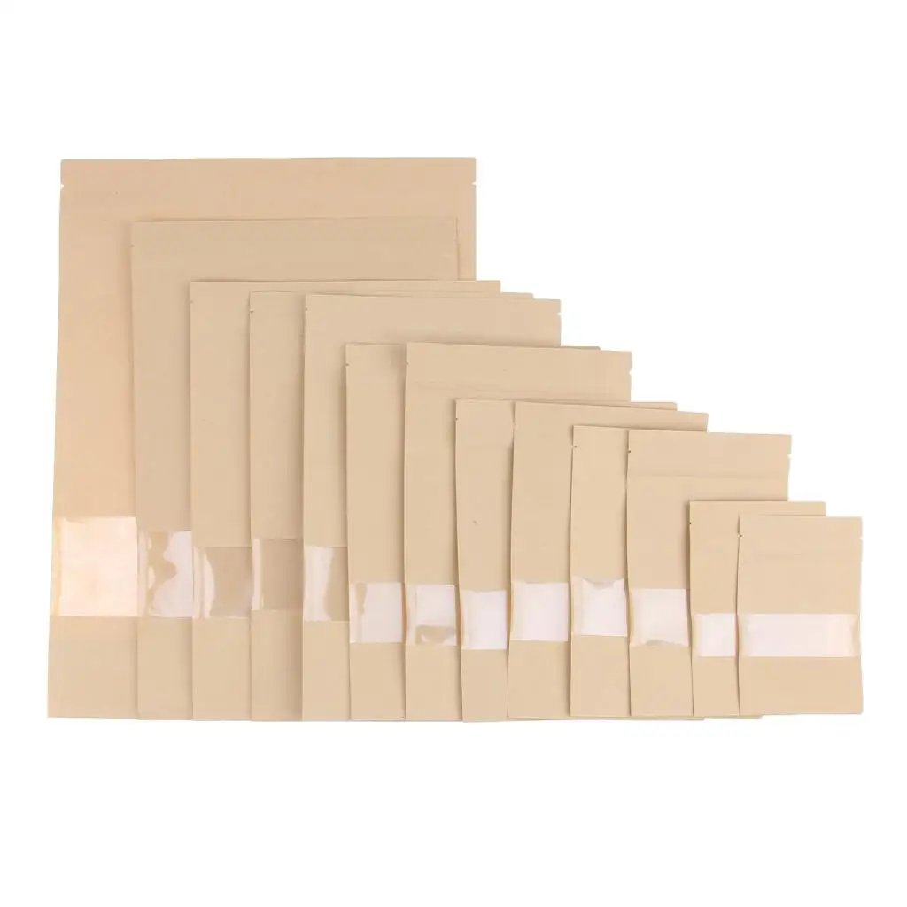 Sacs En Papier Kraft Avec Fenêtre Sacs Cadeaux En Papier Blanc Se Dresse Des Sachets Pour Nourriture Séchée, Uits, Emballage De Thé Fermeture De Fourre To Tote De Fermeture À Fermeture Éclair