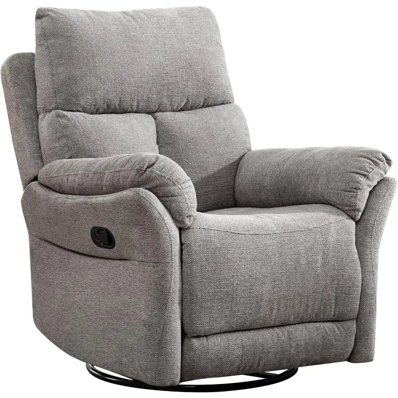 Swivel Rocker Recliner Chair, Manual Fabric Glider Nursery Recliner Chair, Single Rocking Modern Sofa Home Theater Seating