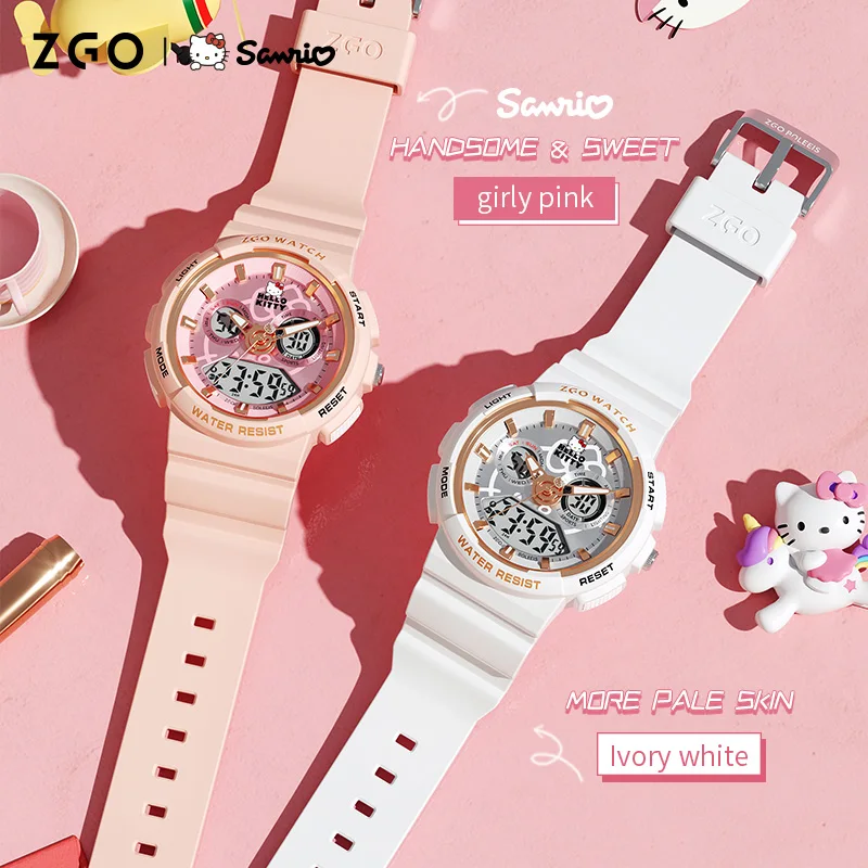 ZGO X Sanrio Hello Kitty Middle and High School Students Girls Electronic Watch Teenage Waterproof Luminous Watches Gift 862 6