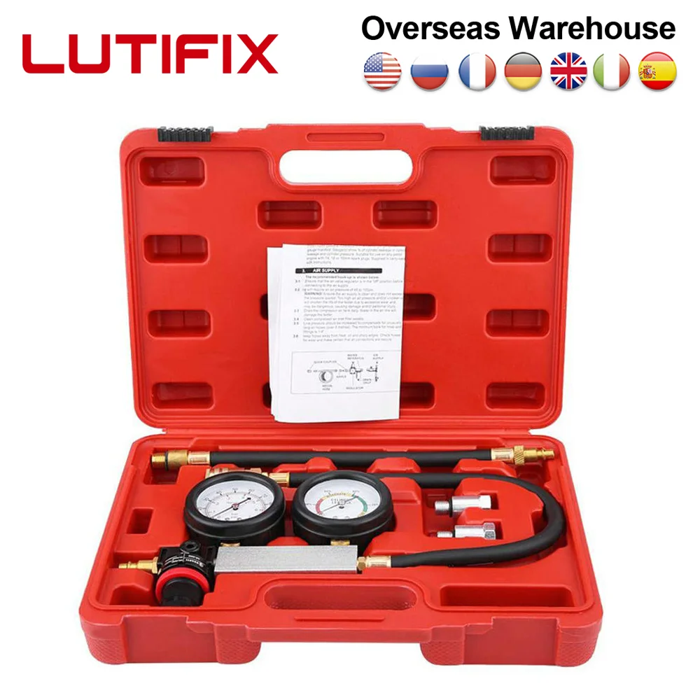 

LUTIFIX TU-21 4Pcs Cylinder Leak Tester Compression Test Kit Cylinder Petrol Engine Compression Leakage Leakdown Detector