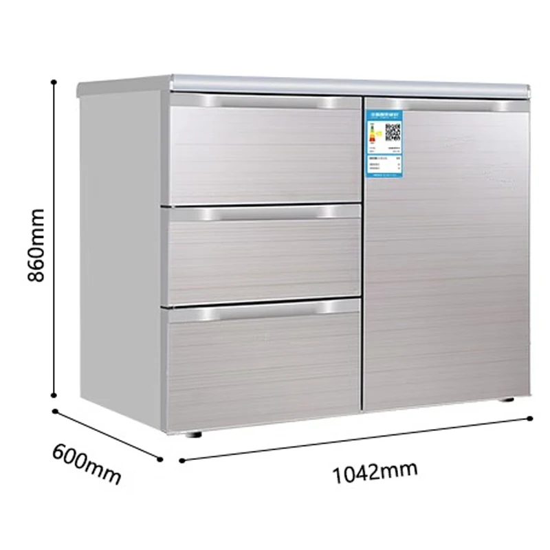 Refrigerator Household Horizontal Kitchen Embedded Three-Drawer Side-By-Door Direct Cooling Refrigerator Freezer 3