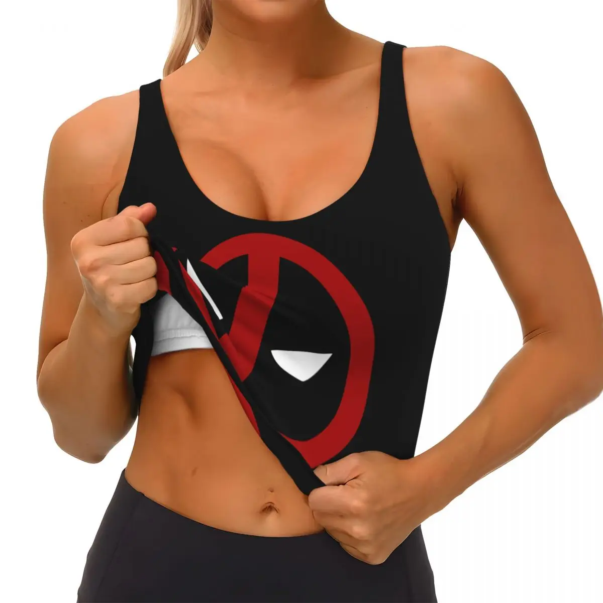 Superhero Workout Crop Tank Tops for Women Seamless Deadpool Sympol Running Yoga Sports Bras