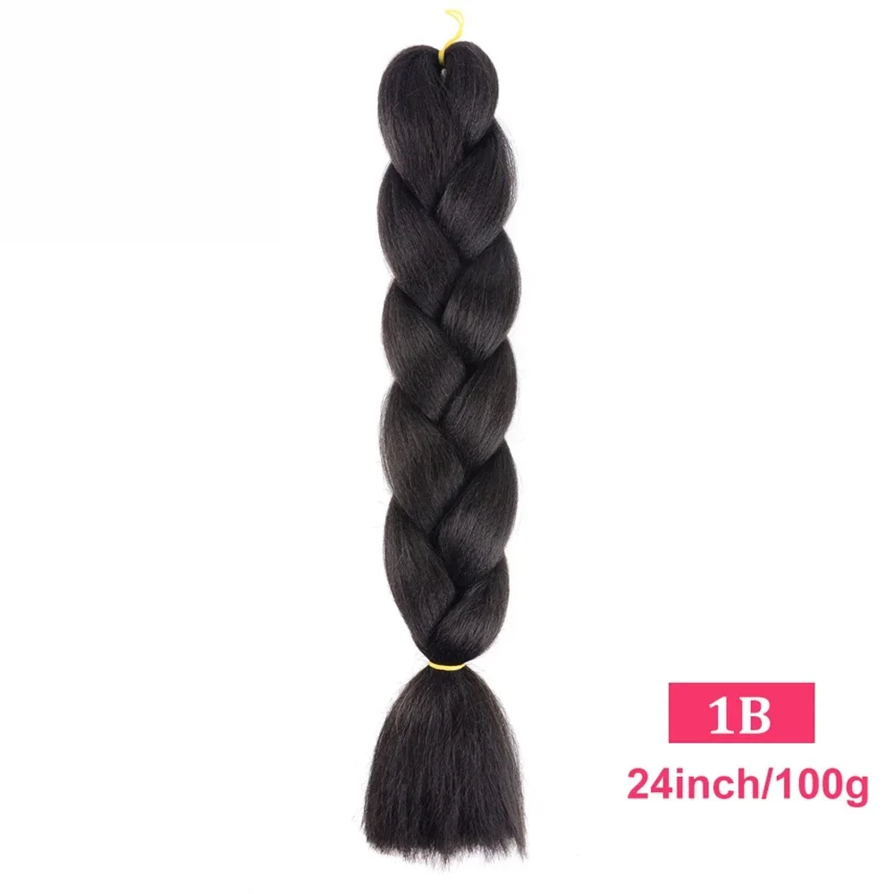 24 Inches Synthetic Fiber Pure Color Straight Jumbo Braids Hair Extensions For Women And Girl African Braiding Hair 1B 2# 4# 30 2