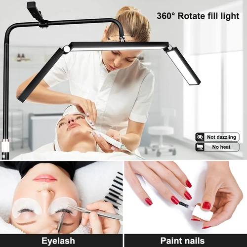 308LED 반달 램프, 접이식 36 인치 하프 래쉬 라이트, 속눈썹 연장용, 뷰티 스킨 케어 눈썹, 전화 홀더 리모컨 포함 3