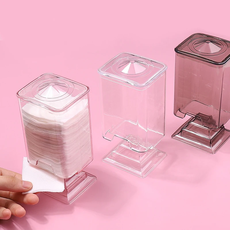 Nail Towel Cotton Wash Towel Storage Box Transparent Dustproof Bottom Extraction Tool Makeup Accessories 4