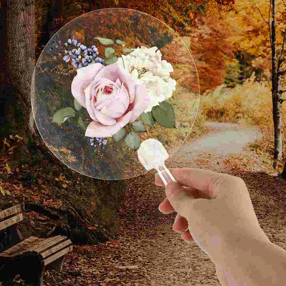 Bulk hand fan Round Graffiti Performance Blank DIY Handicrafts Supplies Transparent Pvc Painting Fans Performance Fan 10Pcs