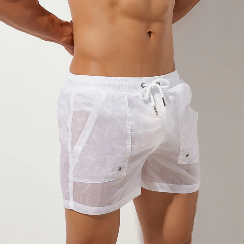 Boxer briefs swim trunks swim briefs Seobean Transparent mens swim shorts 5 inch Swimming trunks For man Sexy swimwear See through beach boxer briefs Zwembroek