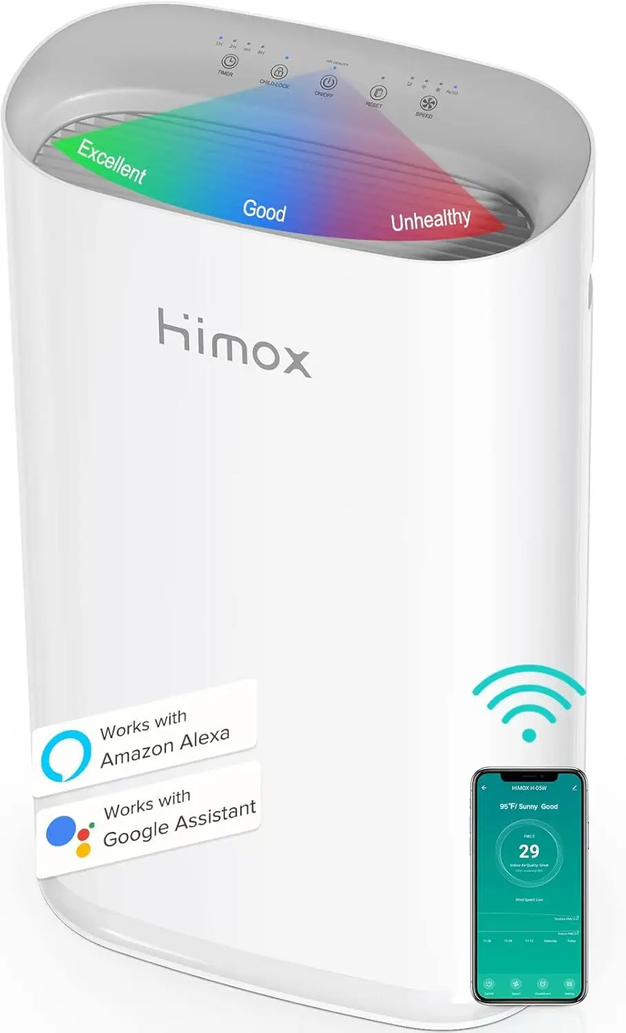 Pets Allergies Home Large Room up to 2690 Ft&sup2;,Air Filter Cleaner Remove 99.99% Smoke Dust Mold P