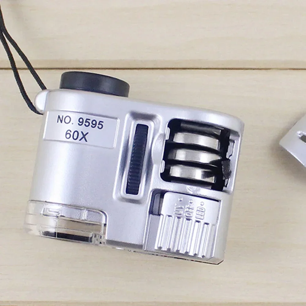 Magnifying Glass 60X Handheld Mini Pocket Microscope Loupe Currency Detector Jeweler With LED Light