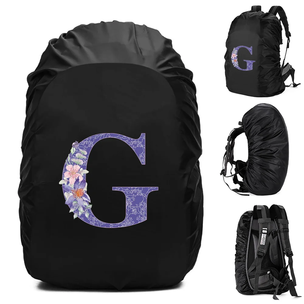 thumbnail image 1 of Mochila impermeable de 20 a 70 l con funda para lluvia, moderna, con letras de flores moradas, para deportes al aire libre, ciclismo, funda de seguridad para lluvia, para acampar y hacer senderismo, 1 of 5
