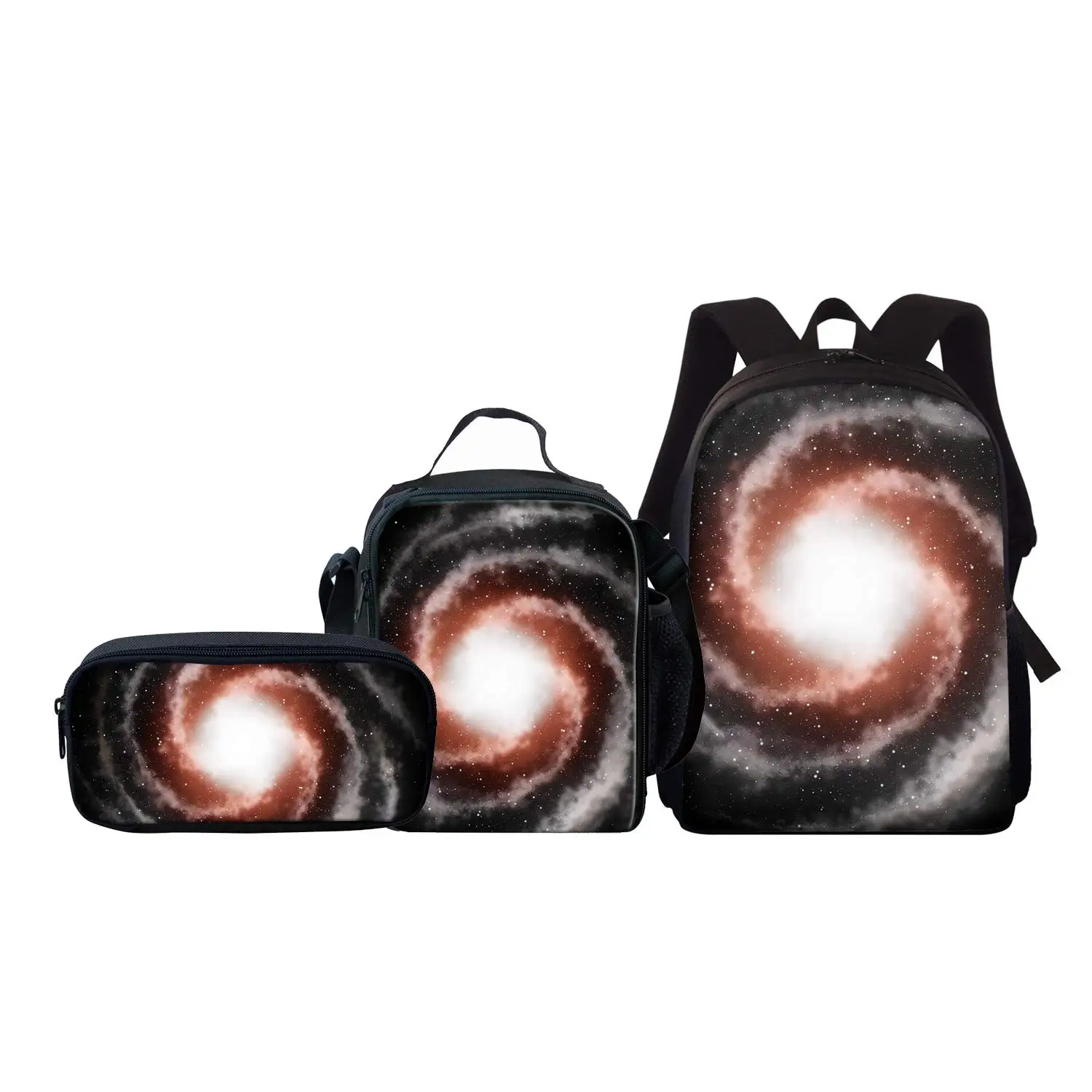 Golden Galaxy/Star Design Brand Backpack Messenger Bag Pencil Case 3pcs Student Back To School Gift Pack Large Capacity Backpack