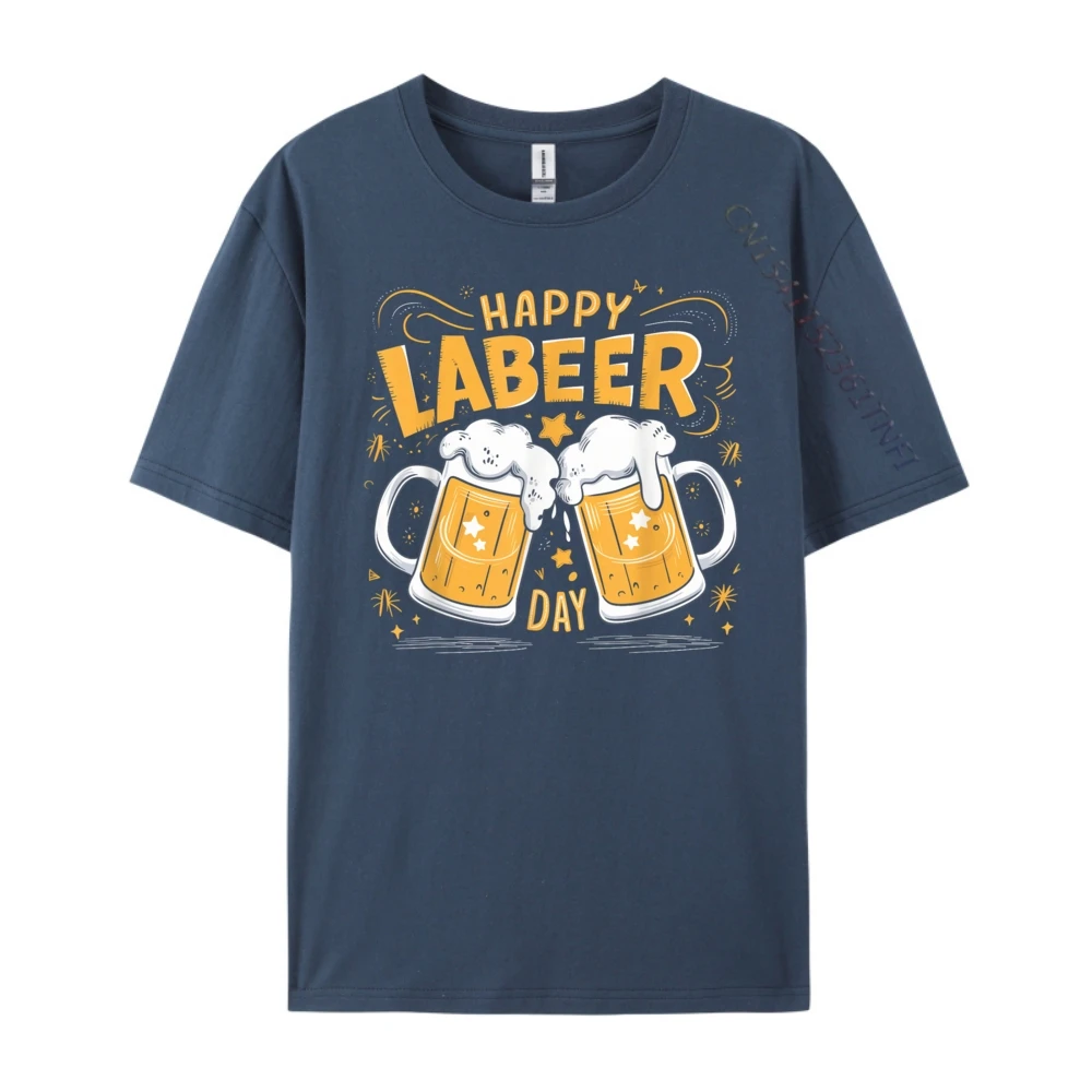 Funny Female T-shirts Happy Labeer Day Funny Labor Outdoor Tops Tees Cotton Short Sleeve Leisure Tee-Shirts Round Neck Happy Labeer Day Funny Labor Day BBQ Celebration navy