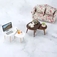 1Set 1:12 Dollhouse Miniature Triangle Coffee Table Computer Desk Tea Table Model Living Room Furniture Home Decor Toy 1