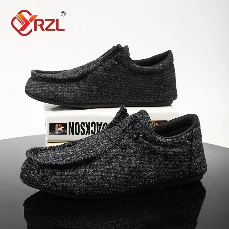 YRZL Men's Loafers Lightweight Casual Canvas Shoes Outdoor Soft Breathable Fashion Comfortable Non Slip Loafers for Men