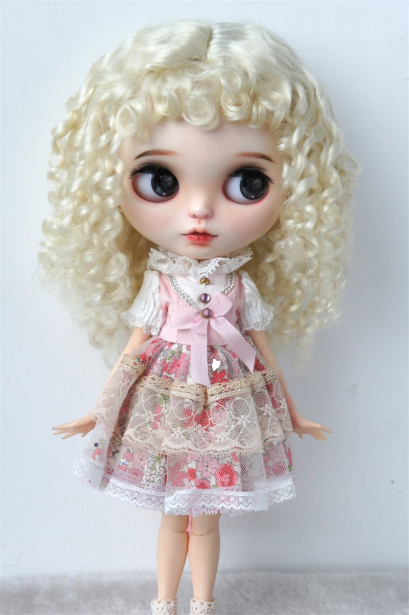 

10-11inch Combed Mohair wigs D28002L Extremrly Longe curly Monghanjuc BJD wigs 18" OG Blythes Meadow dolls Hair