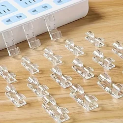 Transparent Cable Clips - Clear Plastic Wire Organizers for Wall & Desk Cable Management with Adhesive Cord Holders, 10 Pack (Transparent)