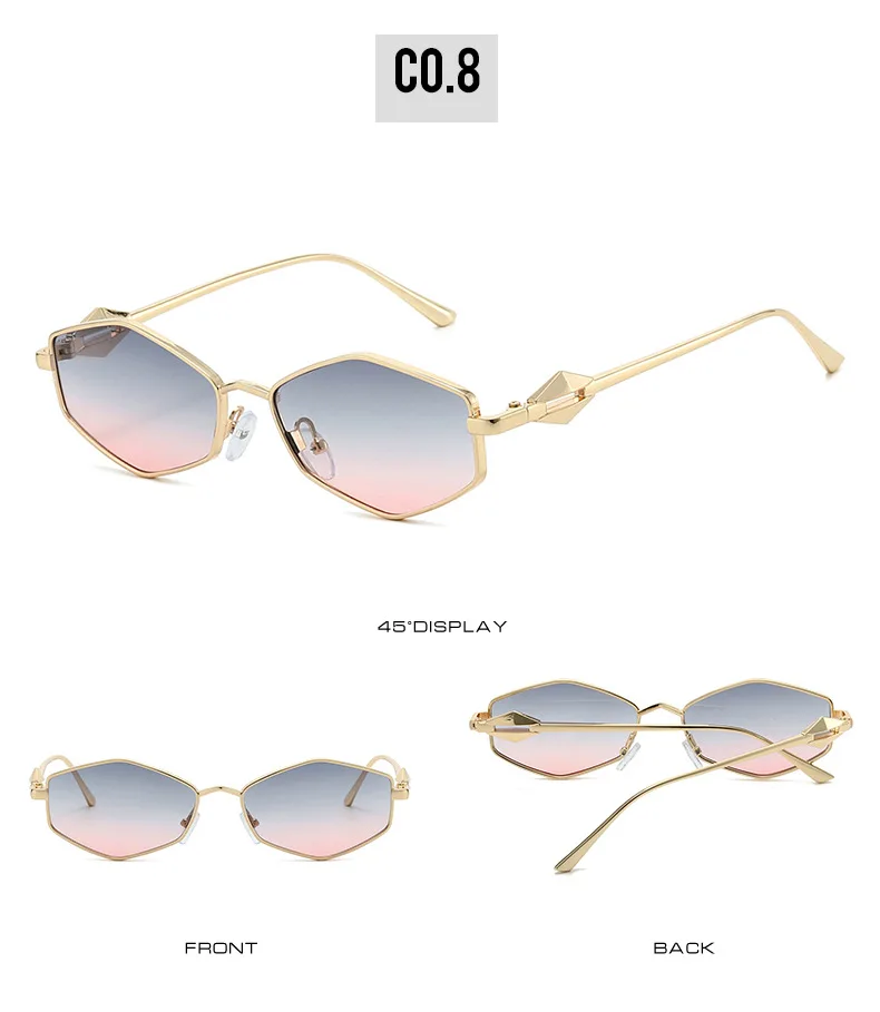 Neue Retro-Sonnenbrille aus Metall mit Polygon-Rhombus-Form – trendige UV-Schutzbrille für Männer und Frauen – Detail 14