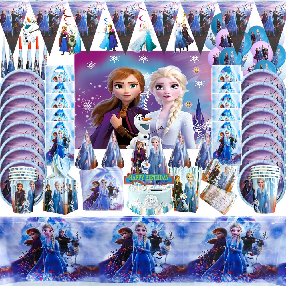New Disney Frozen Birthday Party Supplies Tableware & Balloons Decorations 