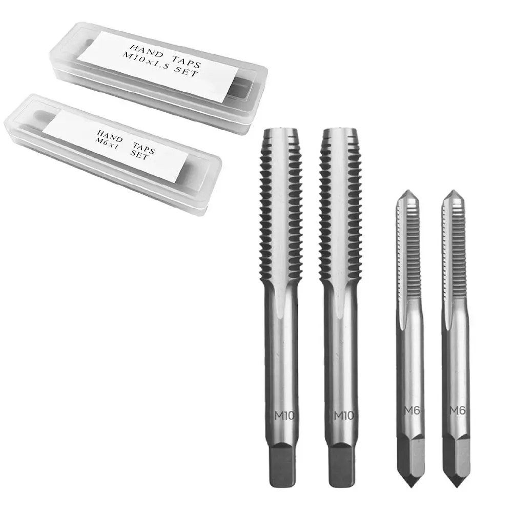 2PCS M6 M10 베어링 스틸 테이퍼 핸드 스파이럴 포인트 스트레이트 플루트 나사산 핸드 툴 미터법 플러그 테이핑 드릴
