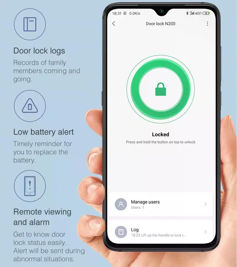 Original Smart Door Lock N200 Fingerprint Bluetooth Password NFC Unlock Remote