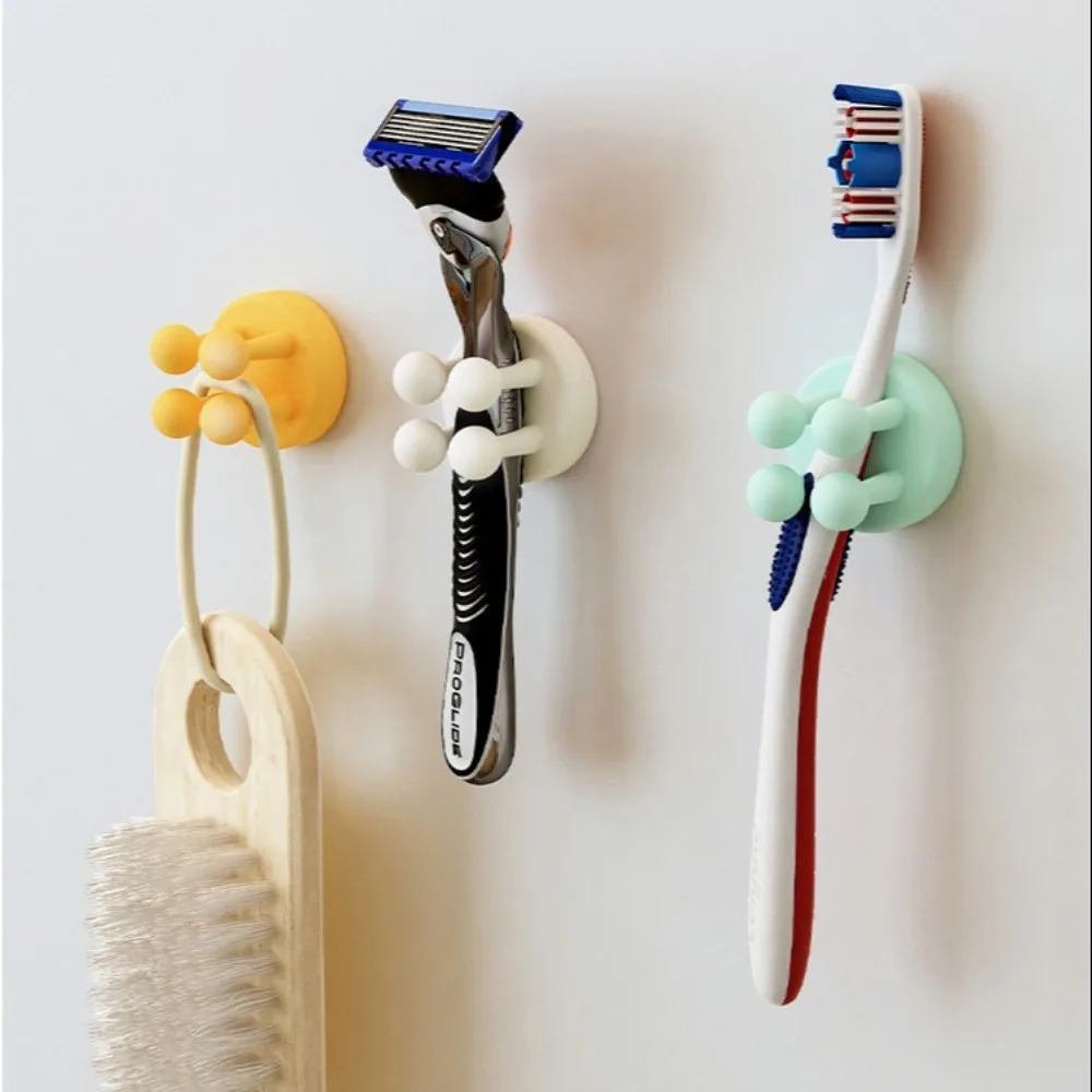 Must-have Silicone Toothbrush Holder Multifunctional Self Adhesive Plug Holder Waterproof Sticky Shower Shaver Kitchen
