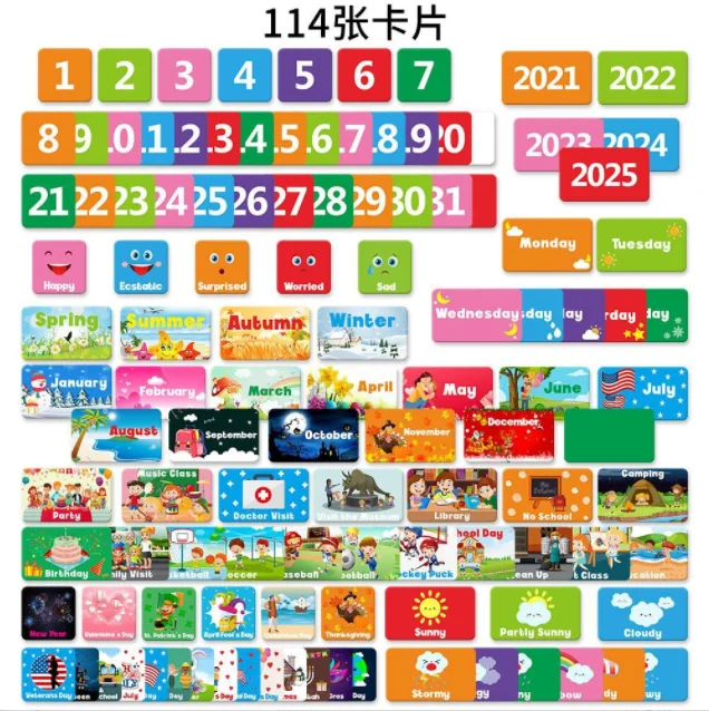 Fabric Calendar Weather Pocket Chart Classroom Homeschool Supplie Montessori Educational Toys For Kids Children 3
