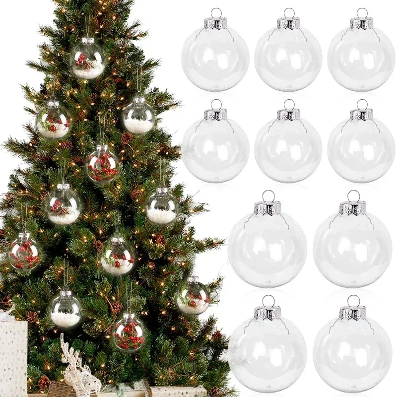 1pc Clear Plastic Christmas Ball Fillable Ornament Xmas Tree Hanging Bauble Pendant 2025 Christmas Home Decoration Navidad Gift