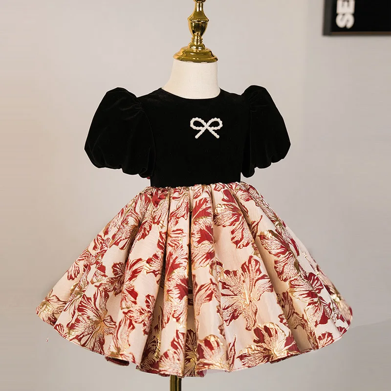 

Boutique Female baby dress wedding dress Kids dress for girl bow Flowers princess dress teen girl beauty pageant birthday dress