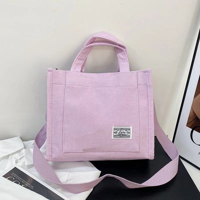 Vintage Corduroy Retro Tote Bag - Multi-Color Casual Crossbody Handbag