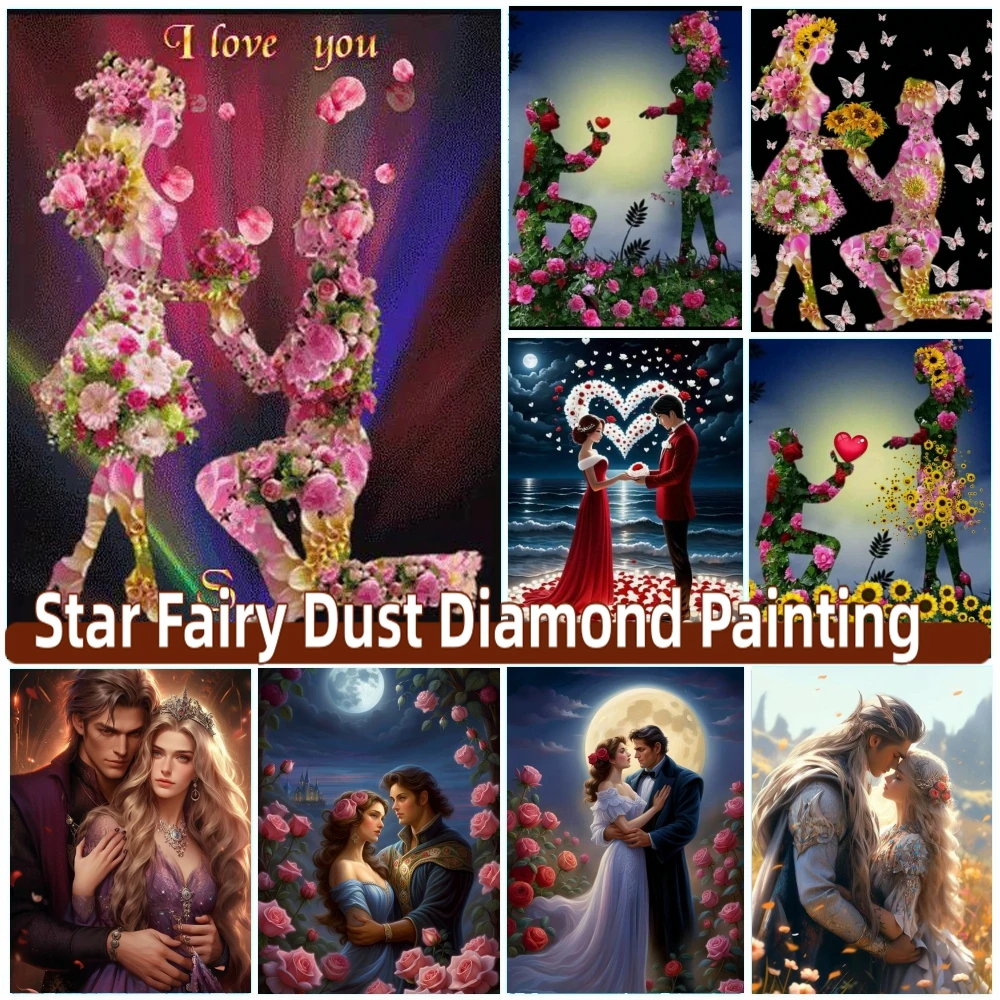 

Картина из страз «сделай сам» с романтической любовью, новинка, вышивка, мозаика с цветами для пар, искусство, Набор для вышивки через плечо, домашний декор, подарок ручной работы