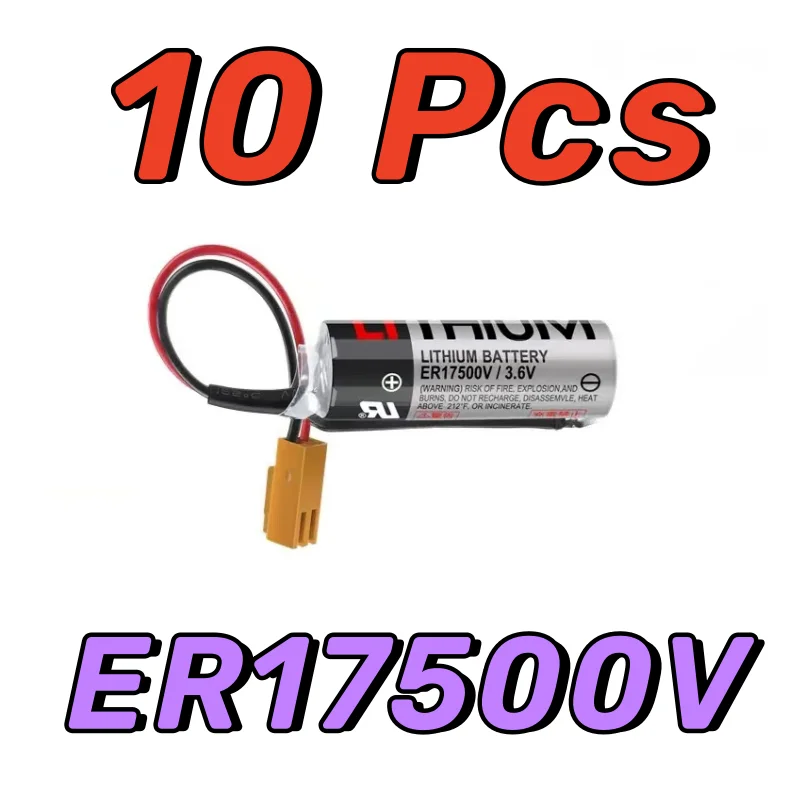 

10 Pack Authentic ER17500V ER17/50 3.6V 2700mAh PLC Lithium Battery With FANAC Brown Connectors