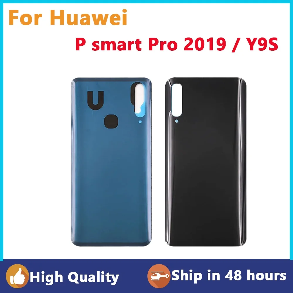 Huawei P 스마트 프로 2019 후면 유리 패널 배터리 커버, 후면 문짝 하우징 케이스, 화웨이 Y9S 배터리 커버, 카메라 렌즈 포함