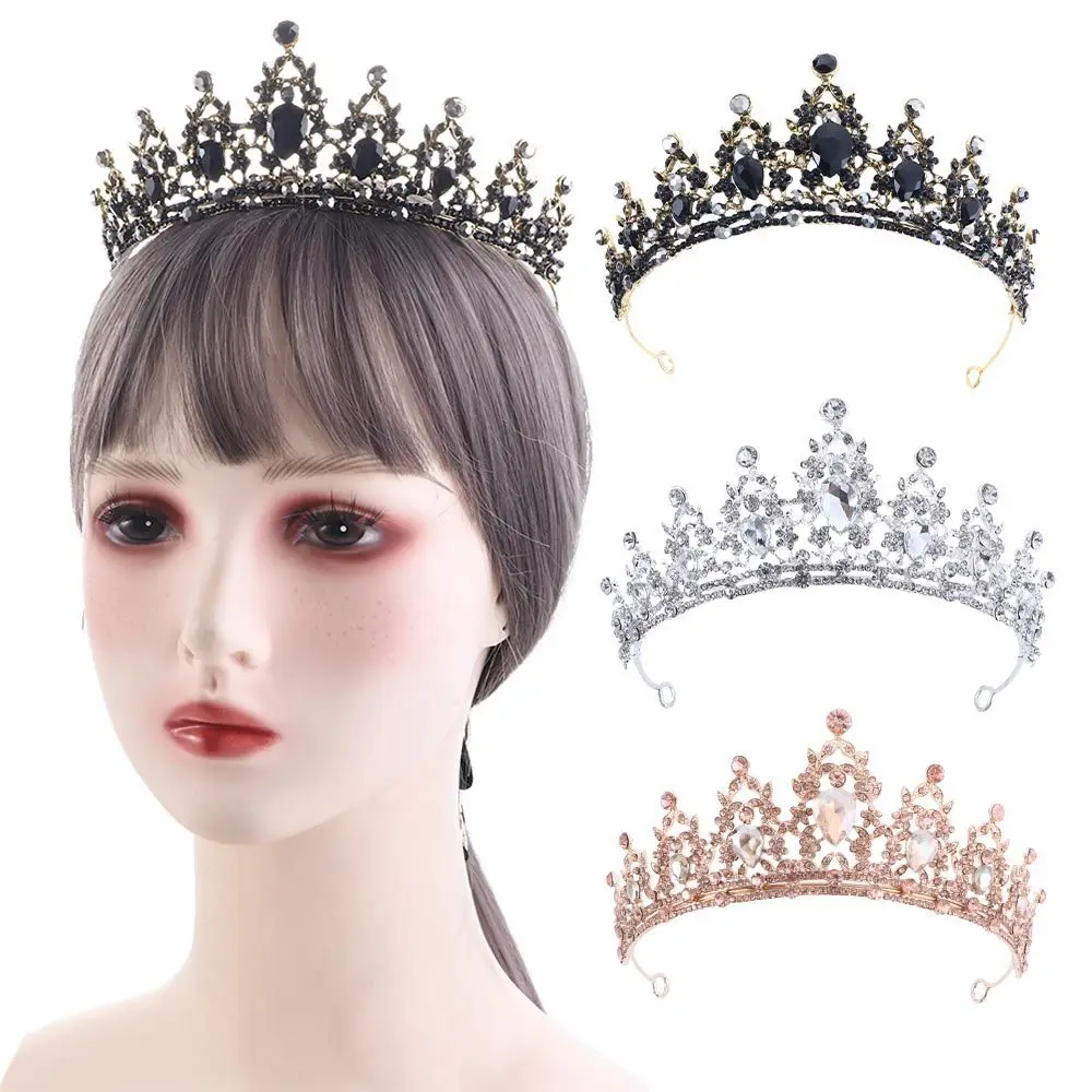 

Женский обруч для волос с украшениями, свадебная тиара с кристаллами, обруч для волос в стиле барокко, повязка на голову в Корейском стиле принцессы
