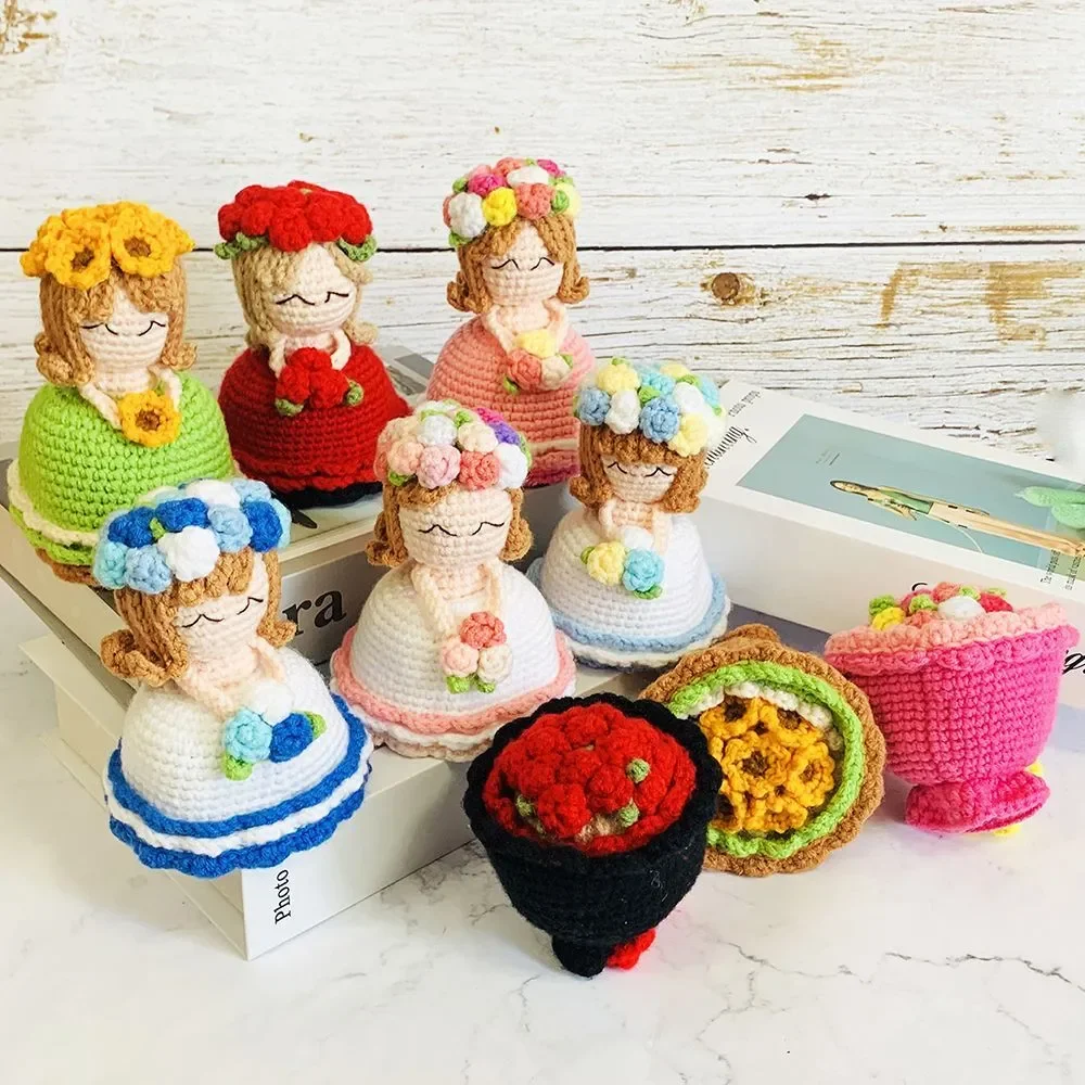 

Finished Handmade Crocheted Cross-Dressing Bride Doll Ornaments Home Decoration for Girlfriend Birthday Holiday Christmas Gifts