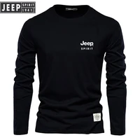 High-quality Embroidered JEEPSPIRIT Pure Cotton Round Neck Long Sleeved T-shirt for Men's Casual Fashionable Outdoor Sports 2