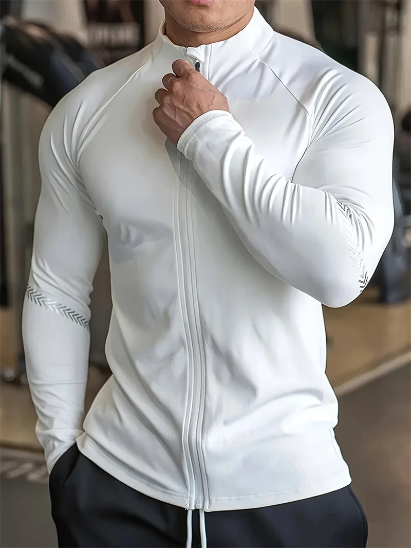 spring autumn Men Compression Sports Jacket Top Gym Running Clothing Quick Dry Fitness Tight Sportswear Jogging Coat Sweatshirt