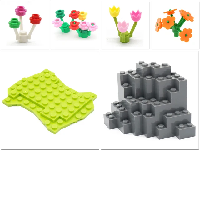 Marumine MOC Tree Plant Accessories Parts Building Blocks Compatible Flower Green Grass Bush Leaf Jungle Garden Set City Bricks 6