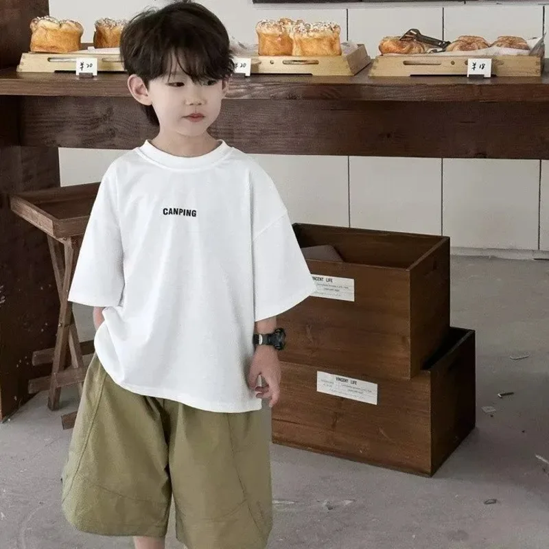 2024 Boys Cartoon Short-sleeved Pure CottonT-shirt Children's Clothing Summer Children's Short-sleeved Top Shirt Korean Version 6
