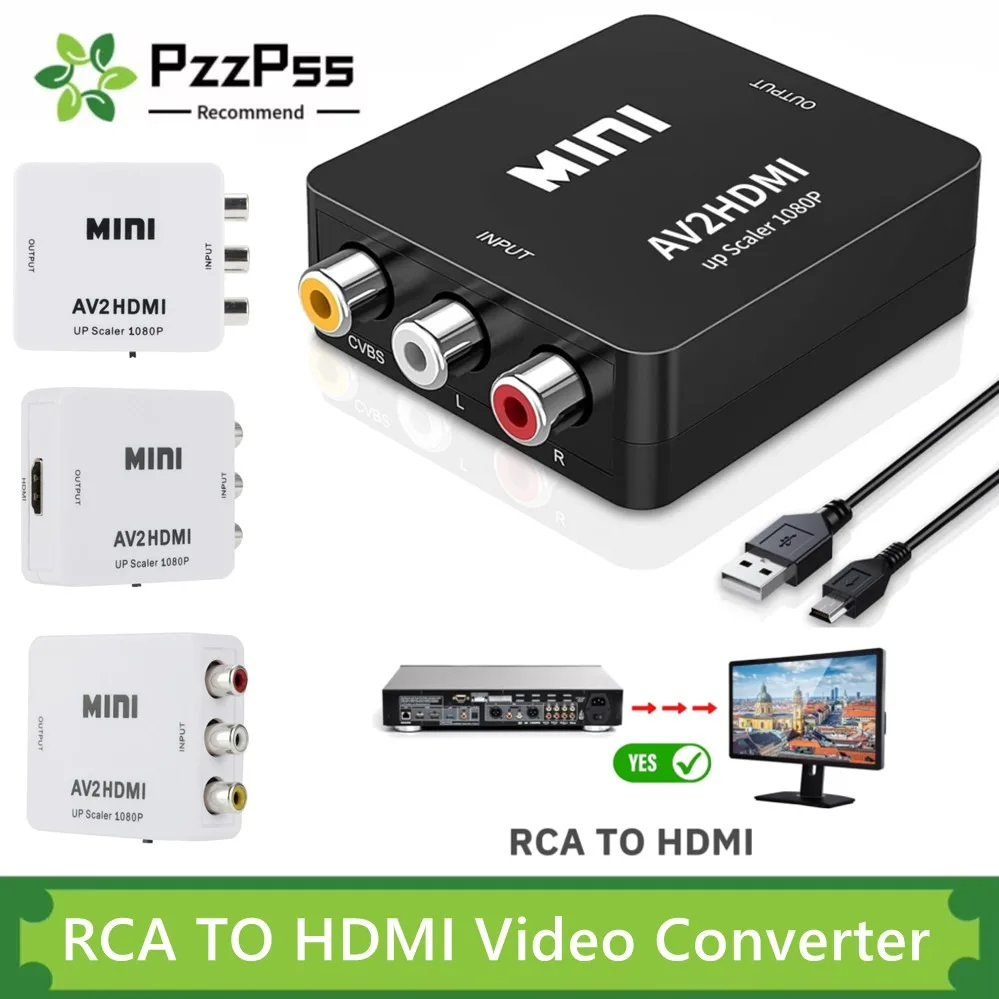 RCA to HDMI AV to HDMI Converter 1080P RCA Composite CVBS Video Audio Converter
