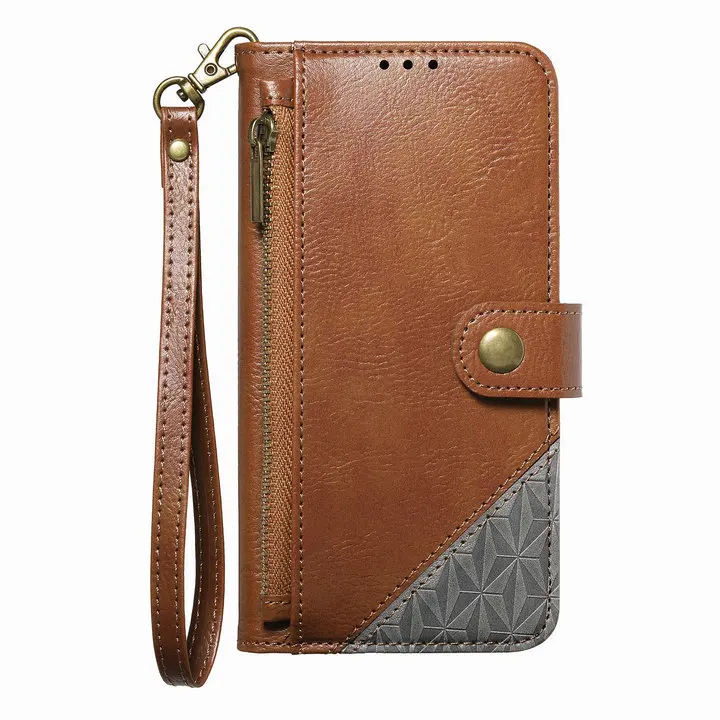 Zipper Wallet Leather Flip Case with RFID Protection and 7-Card Slots