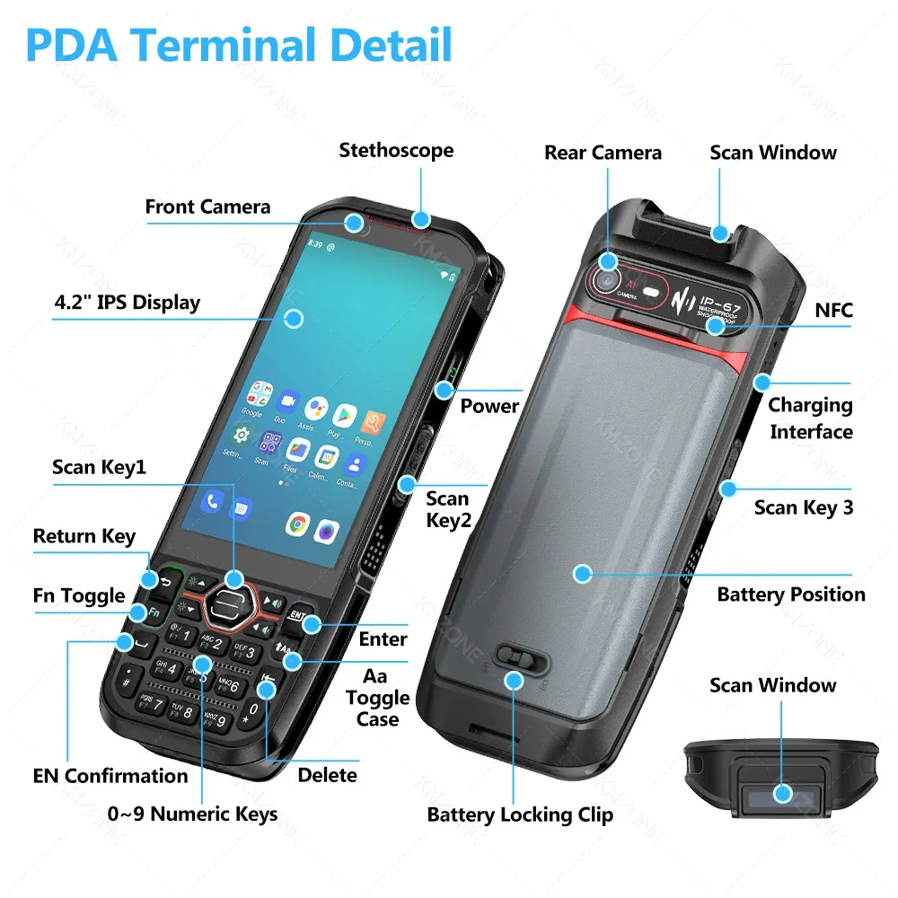 4G Android 13 PDA Data Collector 1D 2D Barcode Scanner with Dock Station NFC 6+64GB Rugged Handheld Terminal Device