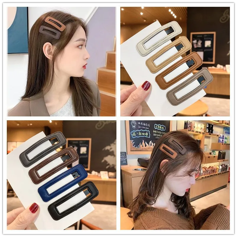 

Stylish Leather Simple Style Hair Accessories Temperament Hair Clips Bang Headwear Women Girl Hair Claw BB Clips