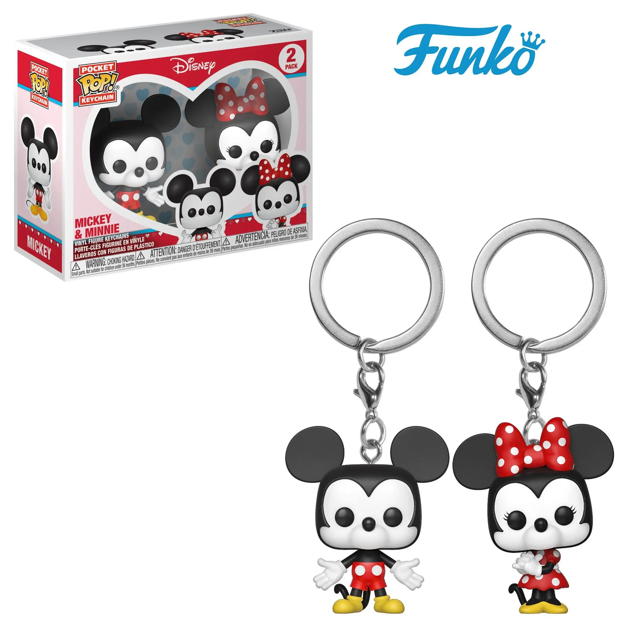 Nuovo Funko Pop Pocket Pop Portachiavi Disney Mickey Mouse Series Mickey Minnie 2 Pack Vinyl Figure Dolls Model Toys For Kid