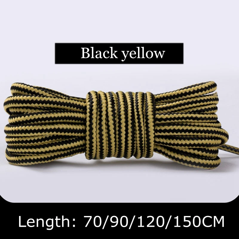 Two-Tone Striped Round Shoelaces for Outdoor and Casual Footwear