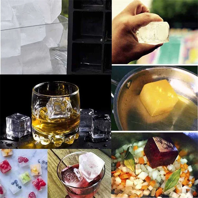 8 Slot Big Ice Tray Mold Giant Jumbo Large DIY Square Ice Maker Ice Cube  Silicon