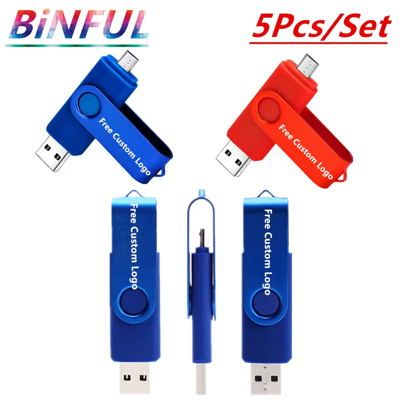 Металлический OTG Usb флеш-накопитель 5 шт. 2 0 U 64 ГБ для смартфона 16 32 устройства