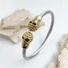 Wire button pattern skull stainless steel gold-plated 18K bracelet, high quality waterproof silver jewelry, gift for wife 4